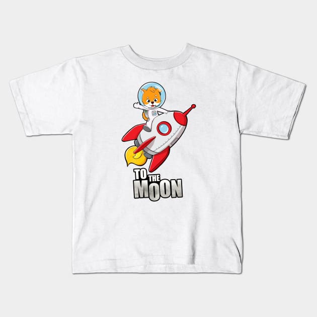 Shiba Inu to the moon Kids T-Shirt by Dibustock